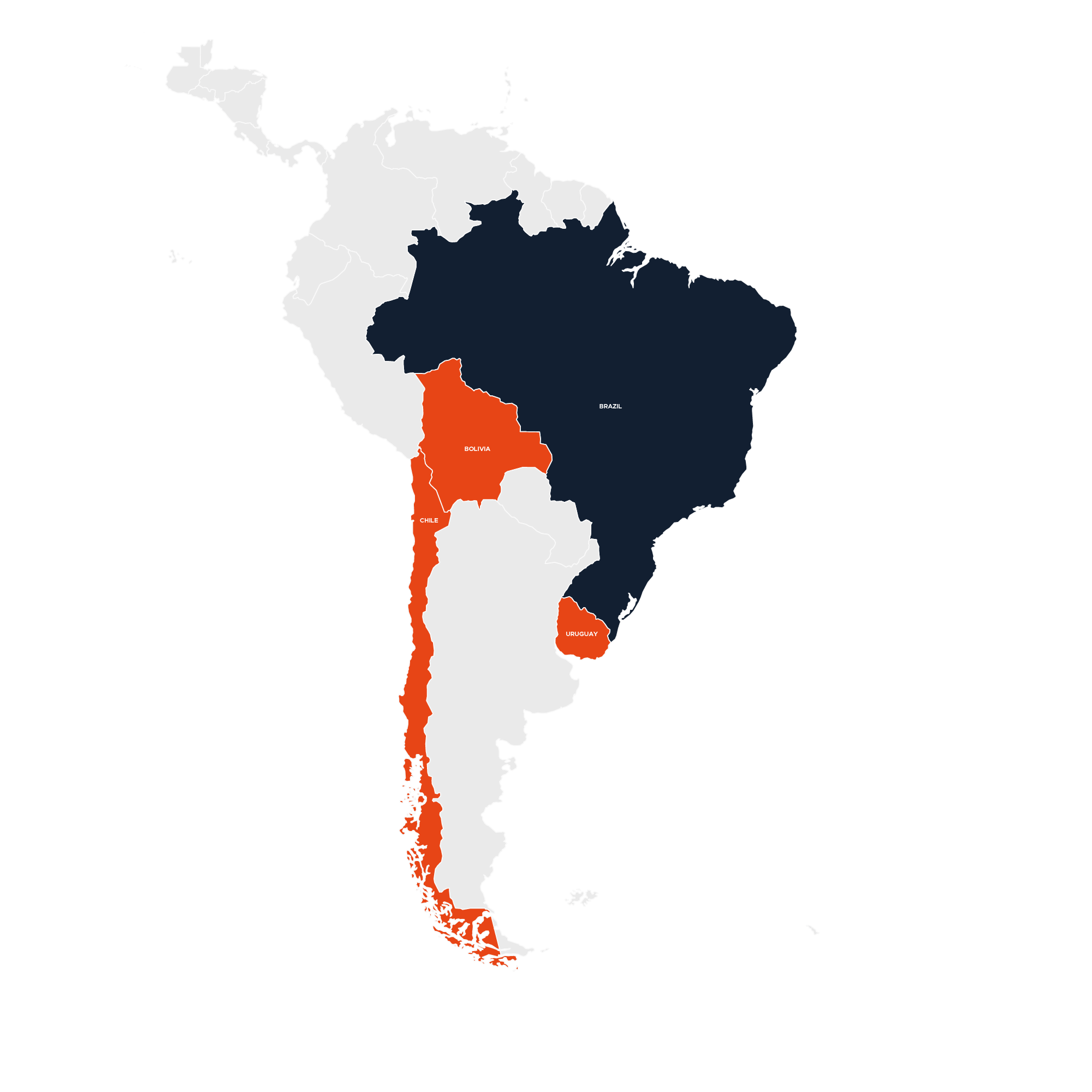Mapa das unidades Aços Vital na América do Sul